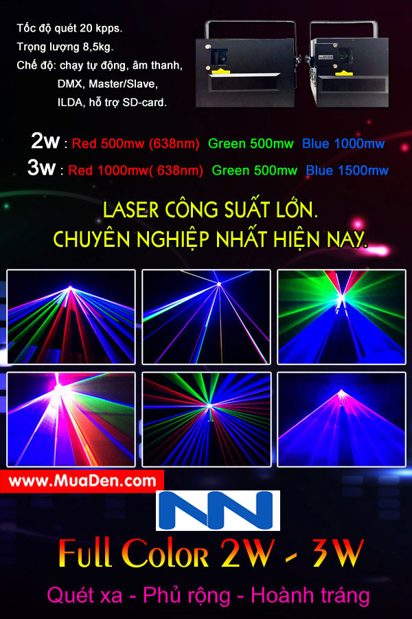 thông số kĩ thuật laser 2w, 3w