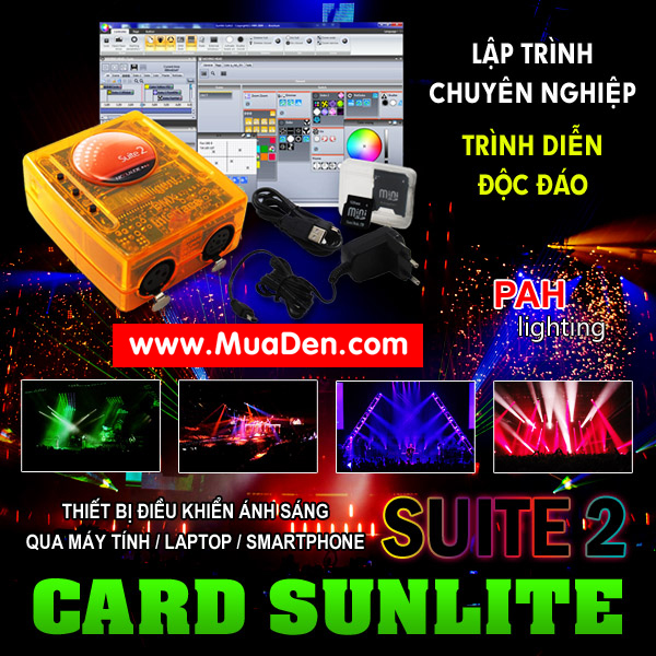 Phần mềm điều khiển ánh sáng sân khấu Card Sunlite 2